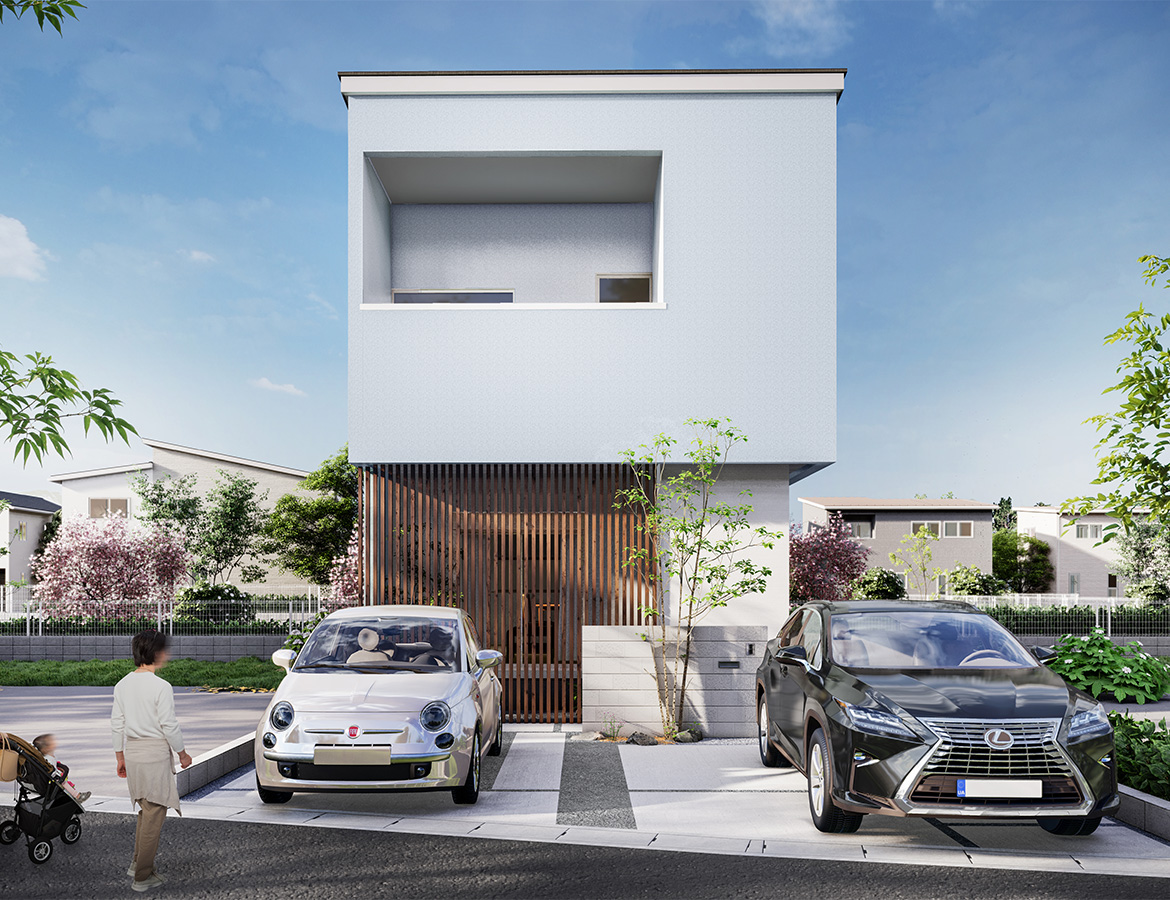 20帖のLDKを確保した2階建てのお家